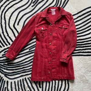 Helmut Lang Red Femme Trucker Denim Mini Dress – Like New